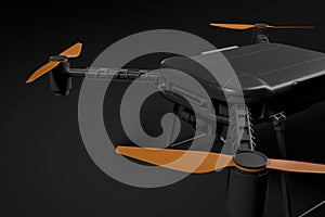 3d rendering of black drone on black background