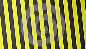 3D rendering. Black and white yellow lines pattern. Warning sign yellow and black stripes