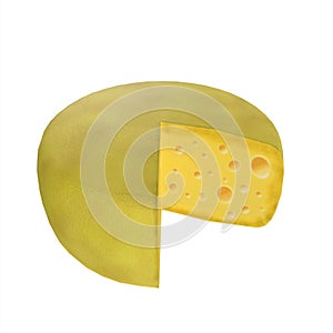 3D rendering of a block of cheese isolated on a white background
