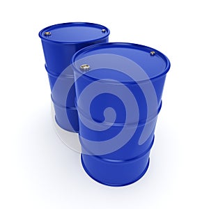 3D rendering blue barrels