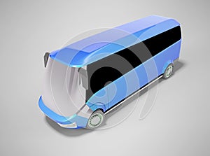 3d rendering of blue electric bus on gray background with shadow
