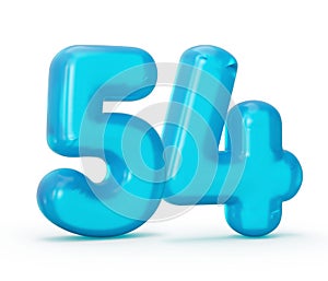 3D rendering of the blue jelly number 54 isolated on the empty white background