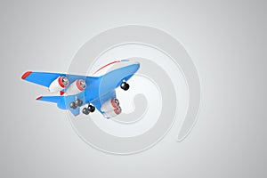 3D rendering blue miniature flying plane toy