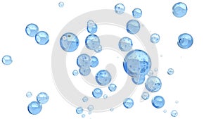 3D rendering of blue water bubbles