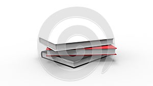 3d rendering of books isolated in white studio background