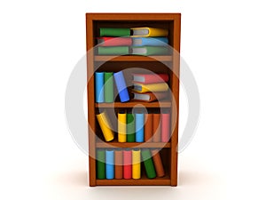 3D Rendering of bookshelf with colorful books