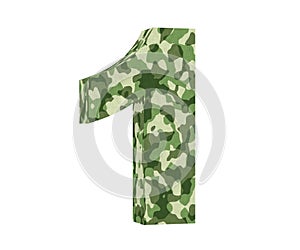 3D rendering Camouflage number 1 one. 3D render Illustration