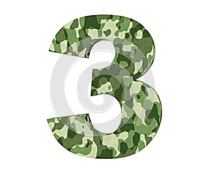 3D rendering Camouflage number 3 three. 3D render Illustration