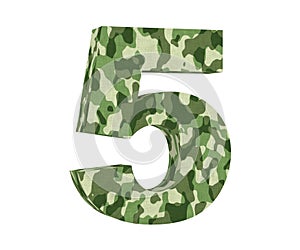 3D rendering Camouflage number 5 five. 3D render Illustration