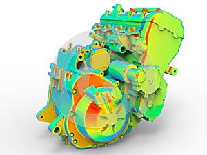 3D rendering - car engine finite element analysis