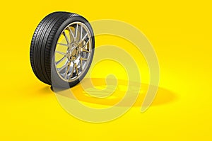 3d rendering Car rim wheel isolated on white background.