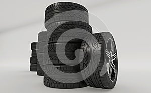 3d rendering of car tires