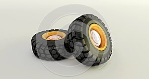 3D rendering of car tires isolated on white background