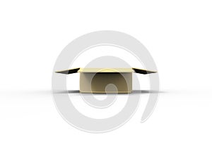 3d rendering of a cardboard beige open box isolated in white background