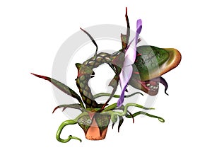 3D Rendering Carnivorous Plant on White