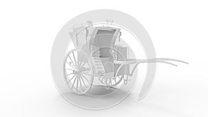3D rendering of a carriage vintage historic cart isolated on white background.