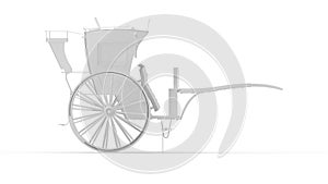 3D rendering of a carriage vintage historic cart isolated on white background.