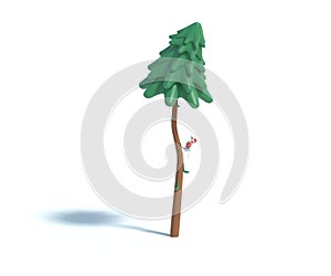 3d rendering of cartoon fir tree.