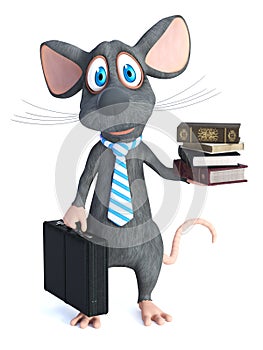 3D rendering of a cartoon mouse businessman
