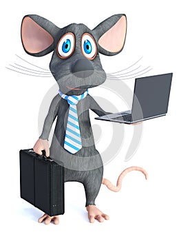 3D rendering of a cartoon mouse businessman