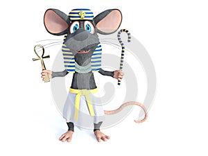 3D rendering of a cartoon mouse dressed as an Egyptian