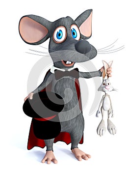 3D rendering of a cartoon mouse wizard