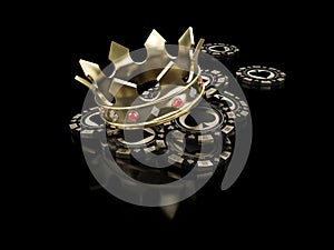 3d rendering of casino Chip with poker crown. Clipping path included.
