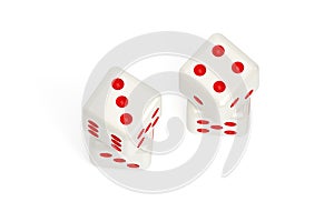 3D Rendering Casino Concept with Dices on White