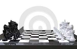 3d rendering Chess on a chess board,isolated white background