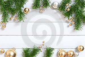 3d rendering christmas background green leaf and gold sphere