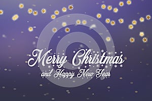 3d rendering of a Christmas background with wishes on a purple background with golden stars