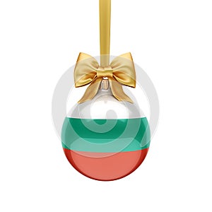 3D rendering Christmas ball with the flag of Bulgaria