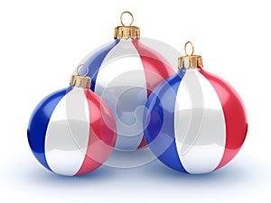 3D rendering Christmas ball with the flag of France