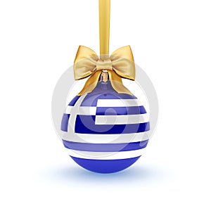 3D rendering Christmas ball with the flag of Greece