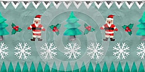 3D rendering Christmas vintage jacquard seamless border