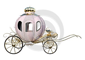 3D Rendering Cinderella Carriage on White