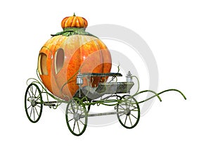 3D Rendering Cinderella Carriage on White