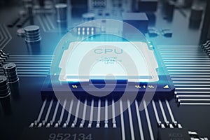 3D rendering Circuit board. Technology background. Central Computer Processors CPU concept. Motherboard digital chip