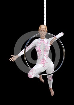 3D Rendering Circus Performer on Black