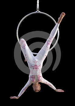 3D Rendering Circus Performer on Black