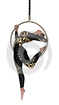 3D Rendering Circus Performer on White