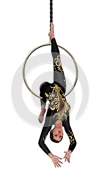 3D Rendering Circus Performer on White