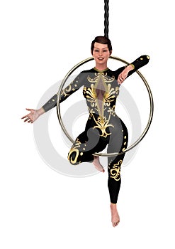 3D Rendering Circus Performer on White