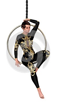 3D Rendering Circus Performer on White