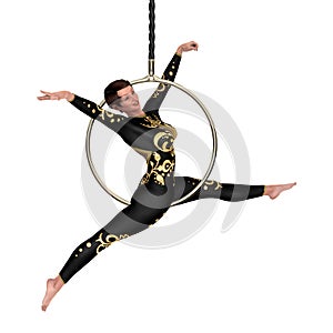 3D Rendering Circus Performer on White