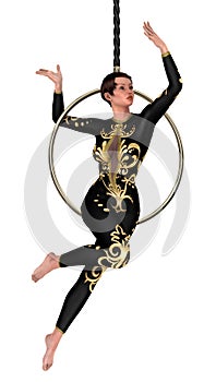 3D Rendering Circus Performer on White