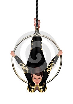 3D Rendering Circus Performer on White
