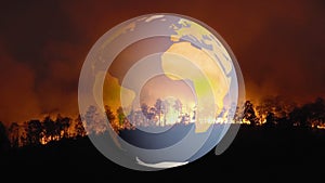 3D rendering of Climate change and Global warming is a driver of global wildfire trends
