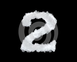 3d rendering of a cloud shaped as number 2 isolated on black background.