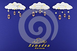 3d rendering of Clouds, Lampions, and Ramadan Theme.